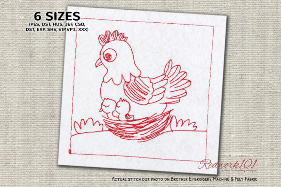 Hen with Baby Chicks Lineart